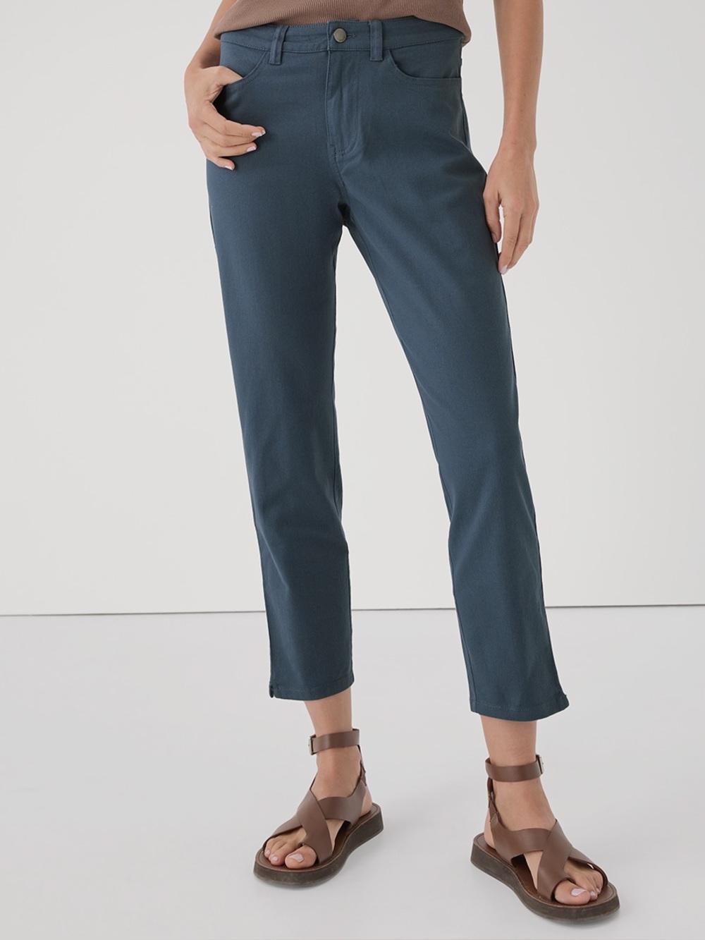 ‼️NWOT: Pact Organic Women's Stretch Twill Straight Leg Pant - L - Picture 2 of 8